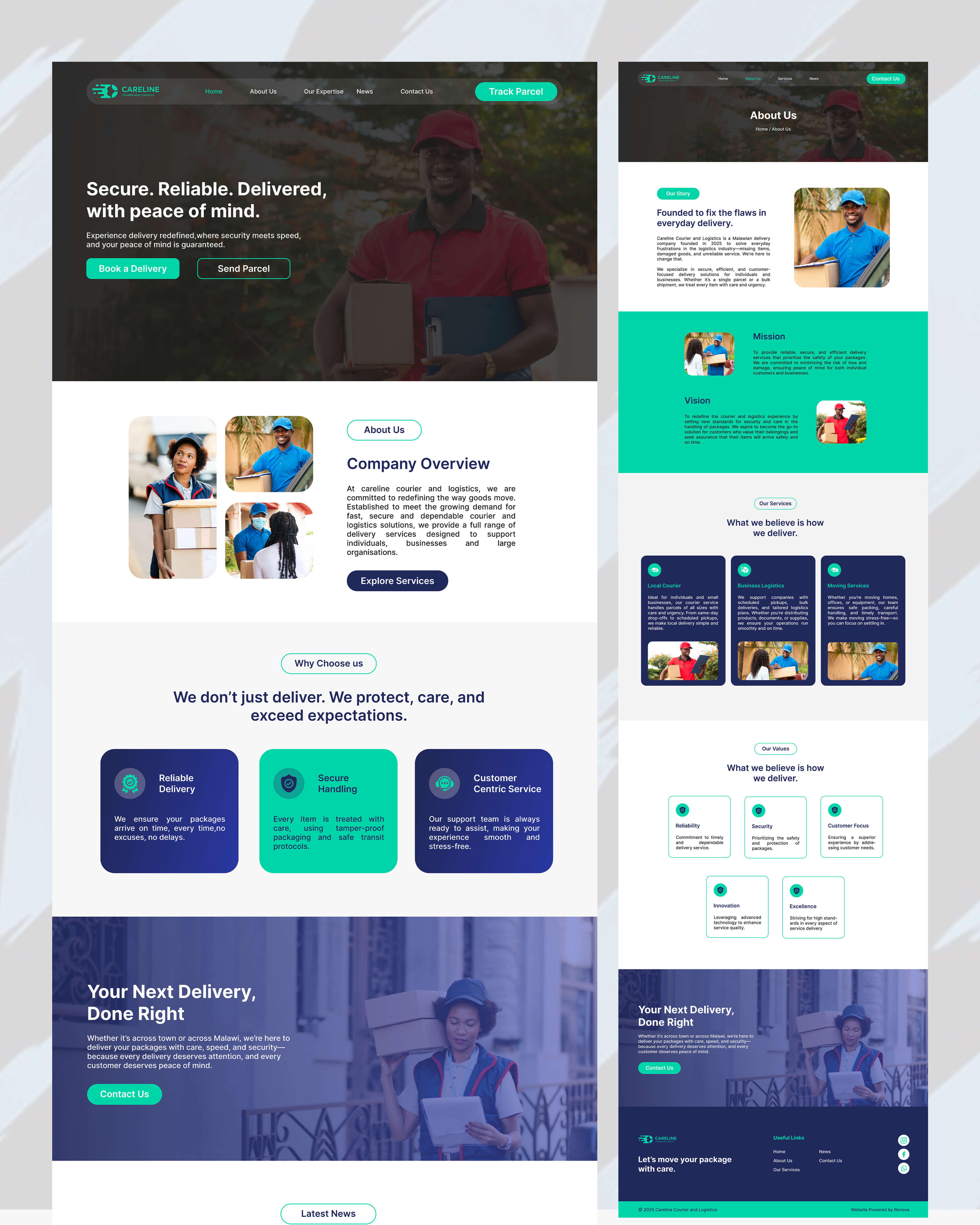 Careline Courier Website Mockup